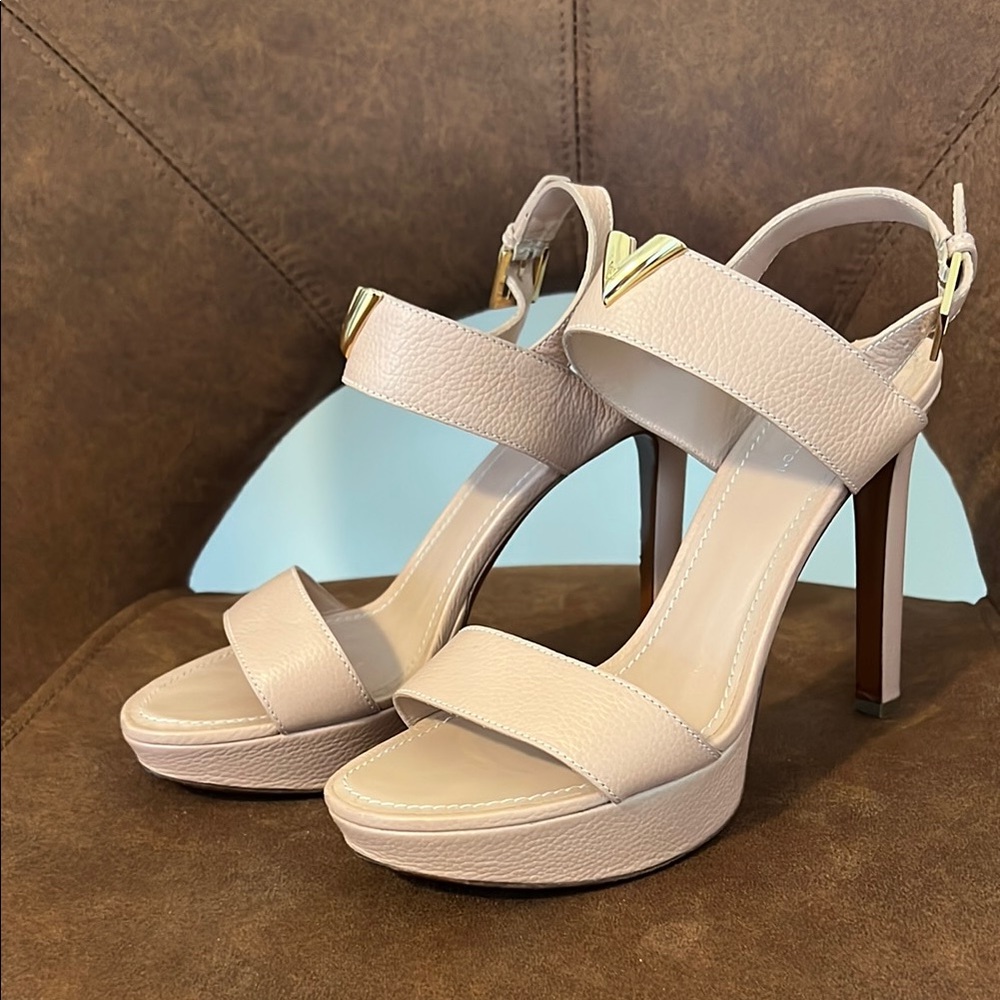 Elegant Cream Louis Vuitton High Heel Sandals